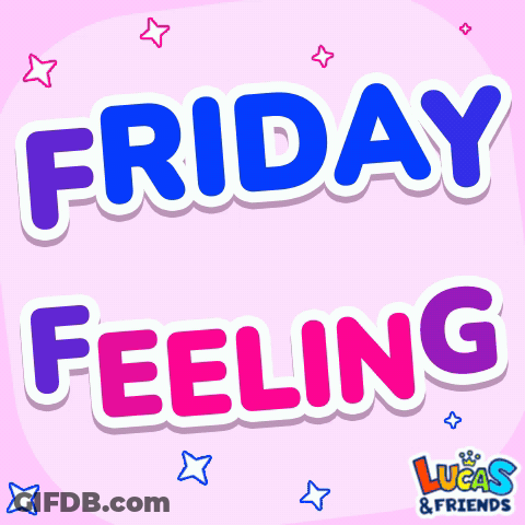 A Pink Background With The Words Friday Feeling Written On It GIF