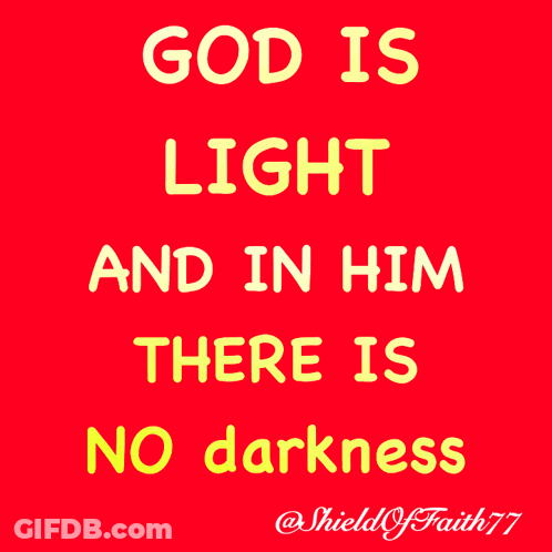 A Pink Background With The Words " God Is Tight And In Him There Is No Darkness " GIF