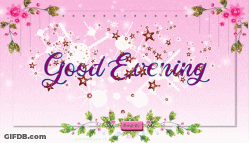 A Pink Background With The Words Good Evening GIF