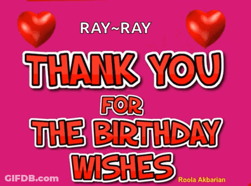 A Pink Background With The Words Thank You For The Birthday Wishes On It GIF