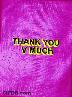 A Pink Background With The Words Thank You V Much In Yellow GIF