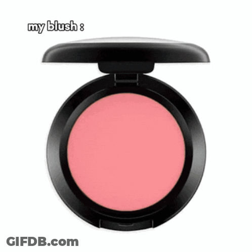A Pink Blush In A Black Container With The Words My Blush Written Above It GIF