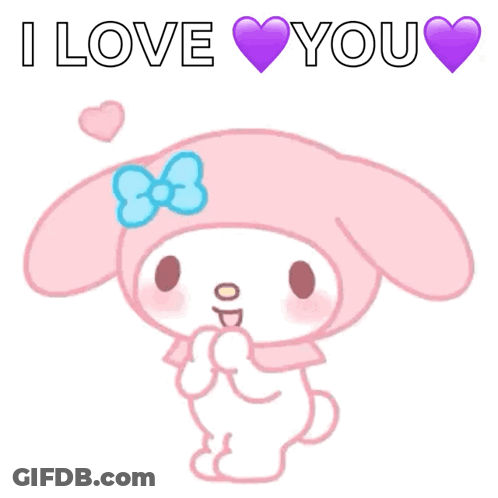 A Pink Bunny With A Blue Bow And The Words I Love You Surrounded By Pink Hearts GIF