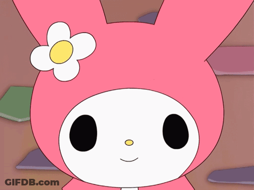 A Pink Bunny With A Flower On Her Head GIF