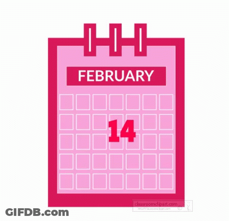Pink Calendar Showing February 14 GIF