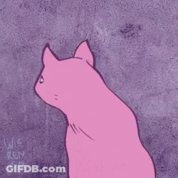 A Pink Cartoon Cat With A Big Smile On Its Face GIF