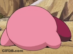 A Pink Cartoon Character Is Laying On The Ground With A Sad Face . GIF