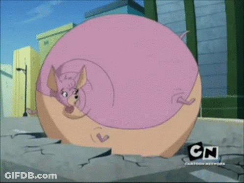 A Pink Cartoon Character With A Cn Logo On The Bottom Right GIF