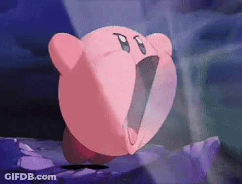 A Pink Cartoon Character With A Huge Mouth Open GIF