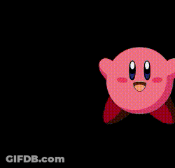 A Pink Cartoon Character With A Surprised Look On Its Face GIF