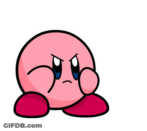 A Pink Cartoon Character With An Angry Face GIF