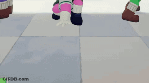 A Pink Cartoon Character With The Word Mum On Her Face Is Standing On A Checkered Floor GIF