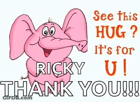 A Pink Cartoon Elephant Is Giving A Hug And Saying `` See This Hug ? It 'S For U ! '' GIF