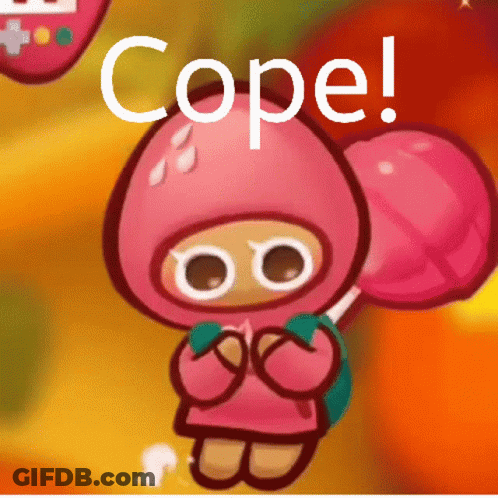 A Pink Cookie With A Lollipop And The Word Cope Written On It GIF