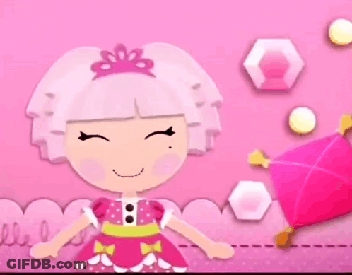 A Pink Doll With A Crown On Her Head Is Holding A Pink Kite GIF