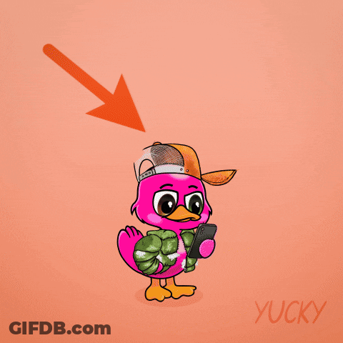 A Pink Duck Is Holding A Cell Phone With The Words Ngmi Written On It GIF