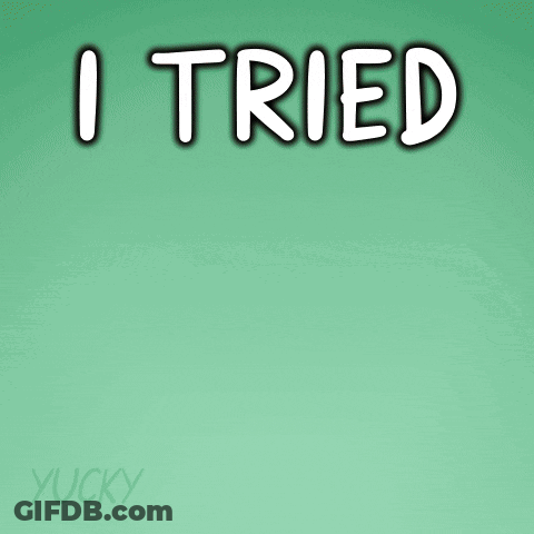 A Pink Flamingo Wearing A Hat And A Jacket With The Words " I Tried " Above It GIF