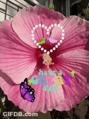 A Pink Flower With A Heart And The Words Have A Great Day GIF