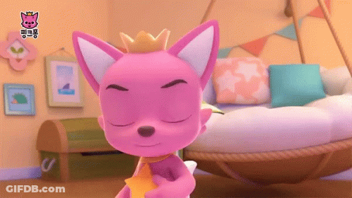 A Pink Fox With A Crown On Its Head GIF