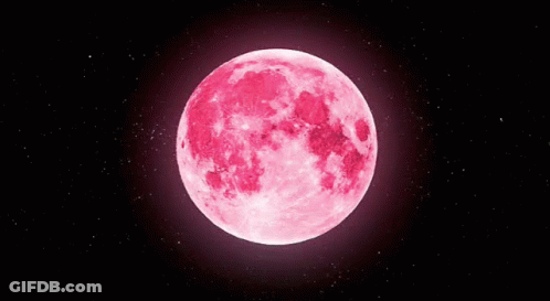 A Pink Full Moon Is Surrounded By Pink Blocks GIF