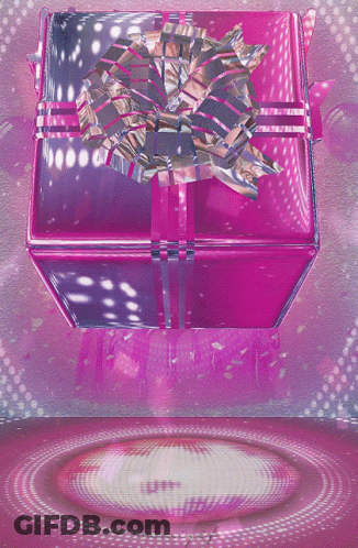 Pink Gift Box With Silver Bow GIF