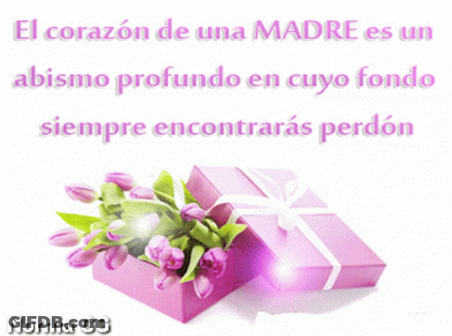 A Pink Gift Box With Purple Flowers In It And A Quote From Norma Gg GIF