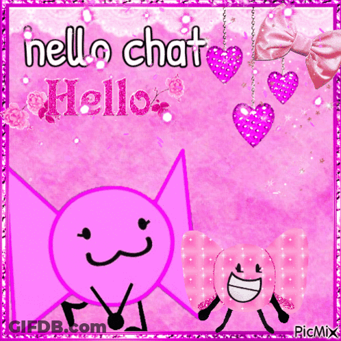 A Pink Greeting Card That Says Hello Chat Hello On It GIF