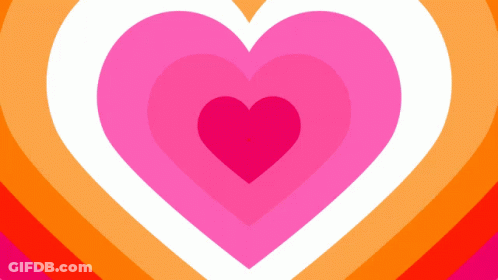A Pink Heart Is In The Middle Of A Rainbow Of Hearts GIF