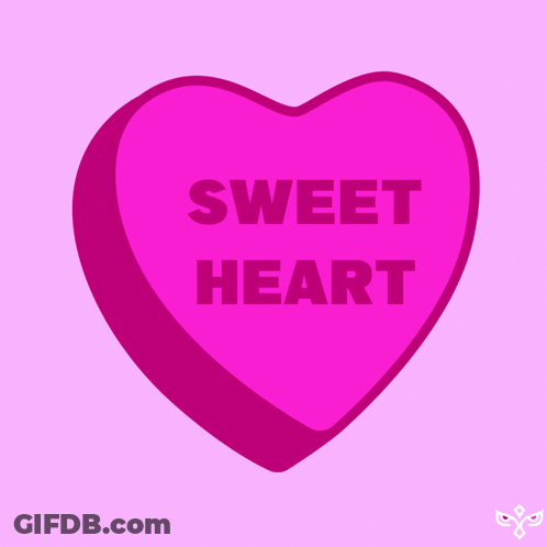 A Pink Heart Shaped Candy Says Sweet Heart GIF
