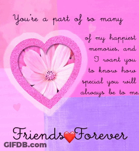 A Pink Heart With A Flower In It And The Words " You 'Re Part Of So Many Of My Happiest Memories " GIF