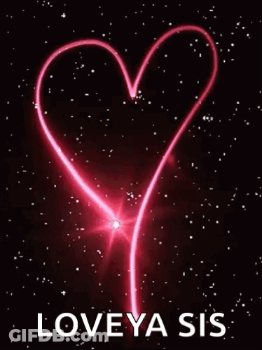 A Pink Heart With A Star In The Middle And The Words `` Love Ya Sis '' Below It . GIF