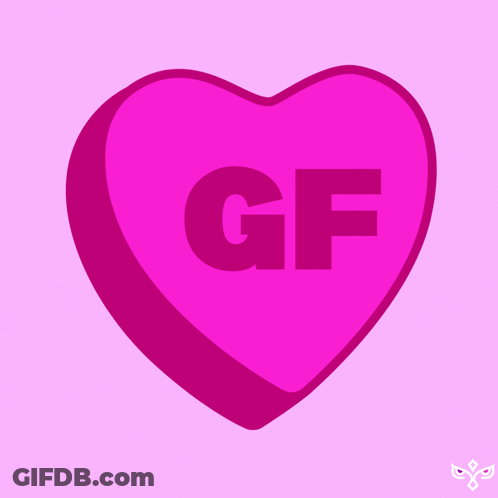 A Pink Heart With The Word Gf Printed On It GIF