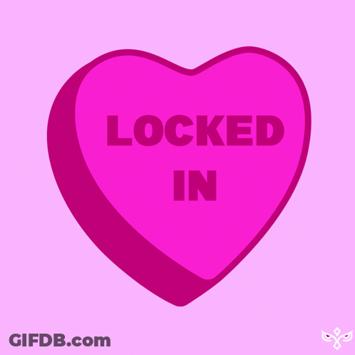 A Pink Heart With The Word Locked In On It GIF