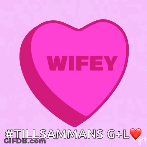 A Pink Heart With The Word Wifey Printed On It GIF