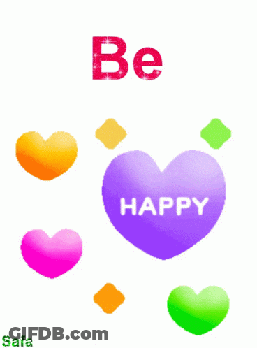 Pink Heart Be Happy Surrounded By Colorful Hearts GIF