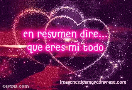 A Pink Heart With The Words En Resumen Dire Que Eres Mi Todo Written On It GIF
