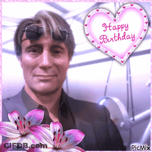 A Pink Heart With The Words Happy Birthday On It GIF