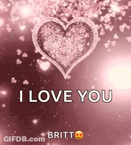 A Pink Heart With The Words I Love You Britt On It GIF