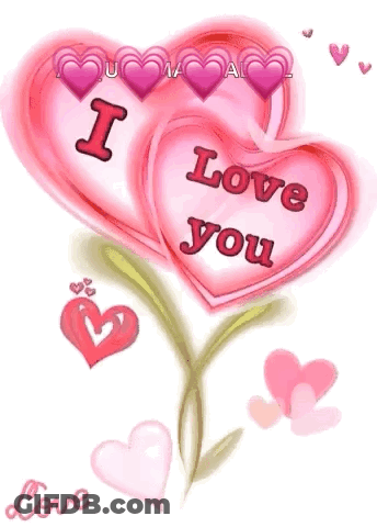 A Pink Heart With The Words " I Love You " Written On It GIF