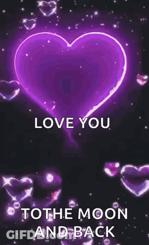 A Pink Heart With The Words `` Love You To The Moon And Back '' GIF