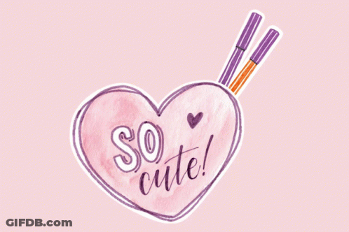 A Pink Heart With The Words So Cute Written Inside Of It GIF