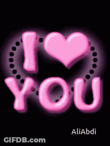 A Pink I Love You Sign With A Heart In The Center GIF