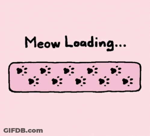 A Pink Loading Bar With Paw Prints On It And The Words Meow Loading GIF