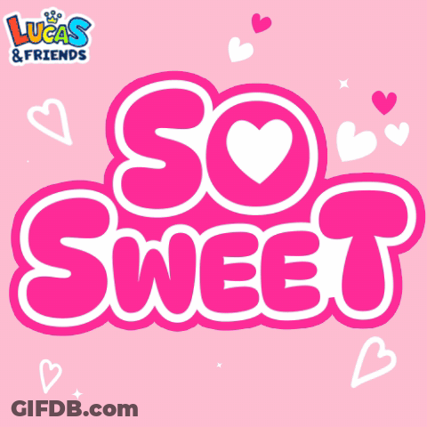 A Pink Logo For Lucas And Friends Says So Sweet GIF