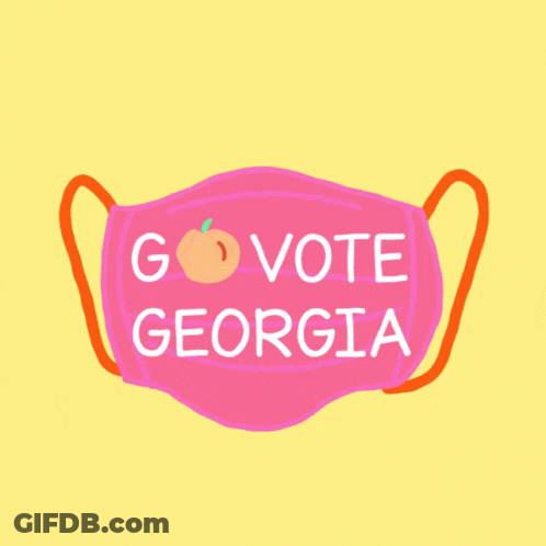 A Pink Mask That Says Go Vote Georgia On It GIF
