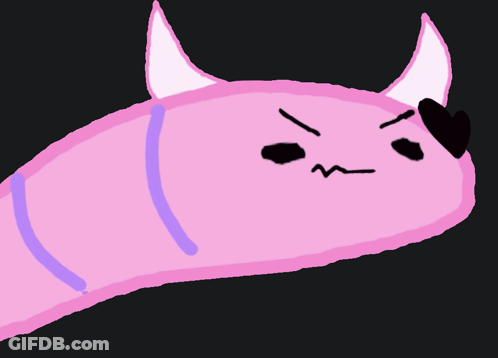 A Pink Monster With Horns And A Heart In Its Eye GIF