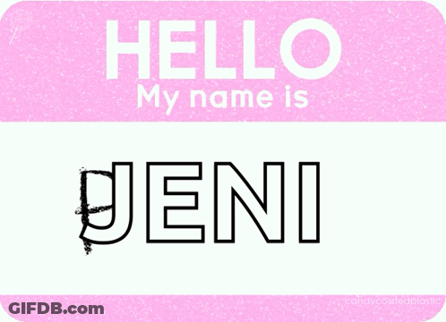 A Pink Name Tag That Says Hello My Name Is Denis GIF