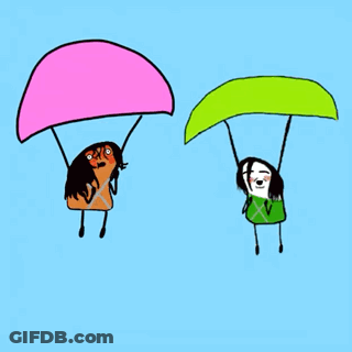 A Pink Parachute And A Green Parachute Are Shown In A Cartoon GIF