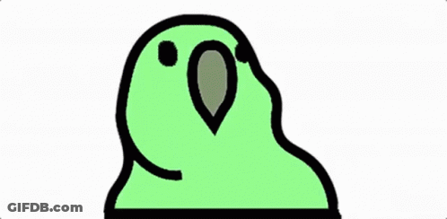 A Pink Parrot With A Green Beak Is Looking At The Camera . GIF
