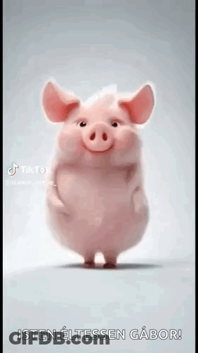 A Pink Pig Is Standing On Its Hind Legs With Its Arms Outstretched . GIF